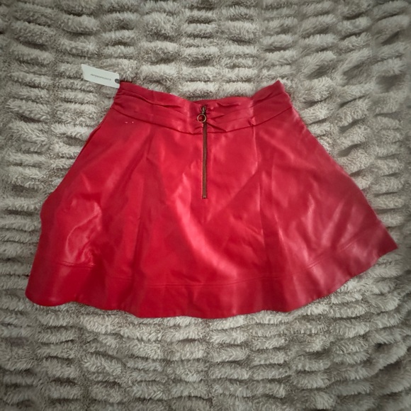 Anthropologie Maeve Red Leather Circle Skirt - Picture 5 of 5